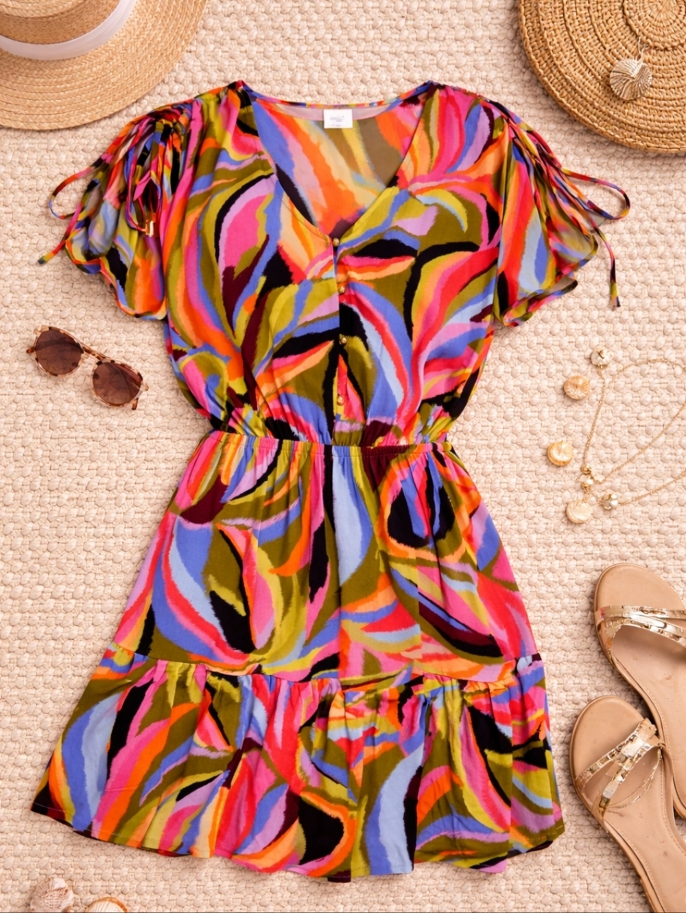 La Blanca Resortwear Multicolor Abstract Dress Size Medium NWT Vibrant Vacation - Picture 3 of 6